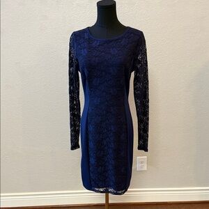 Elegant Navy Lace Dress